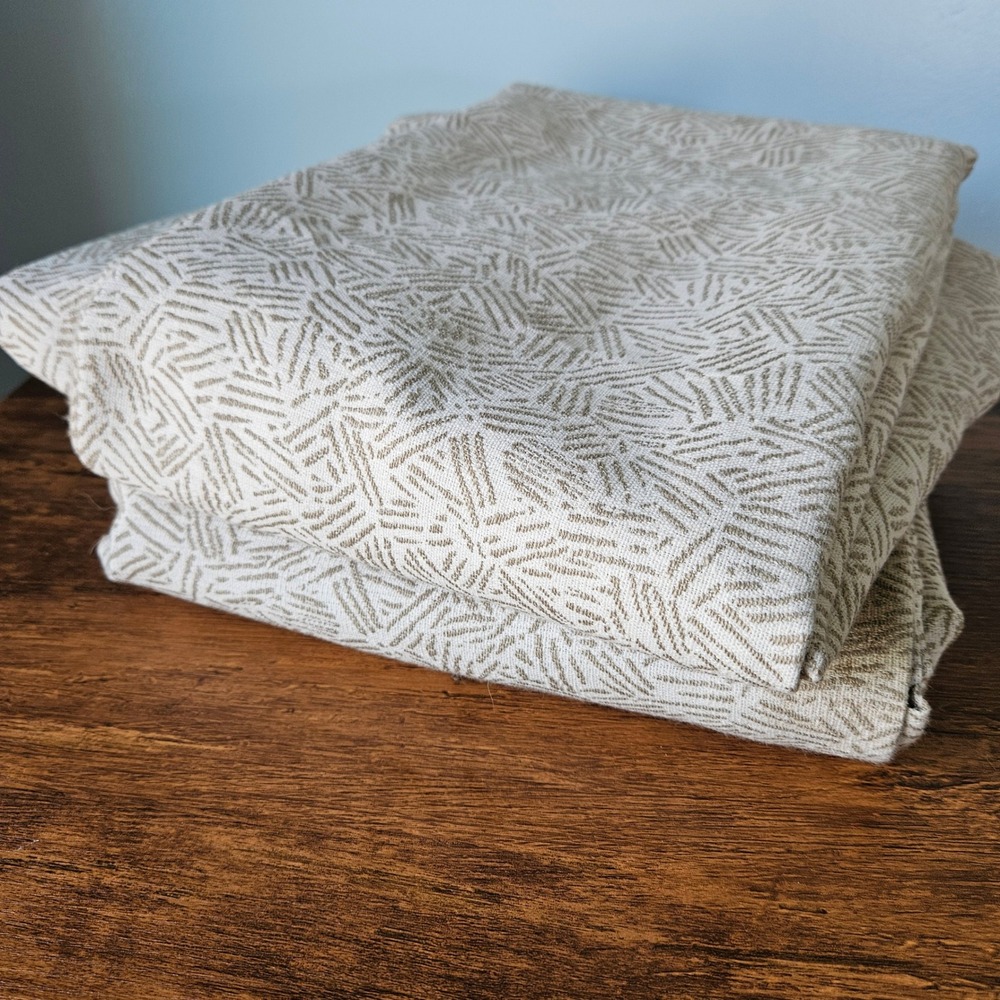 West Elm Geometric Dash Jacquard Curtain Panels 48x84 Set 2 Neutral Oatmeal - Picture 2 of 4